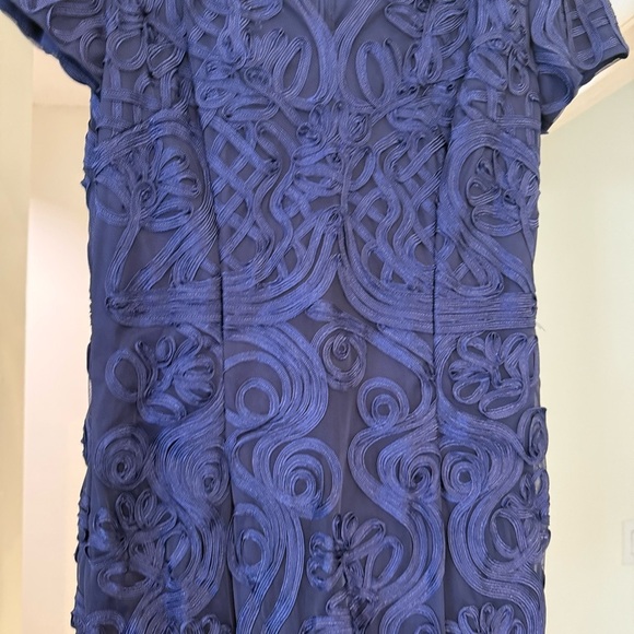 JS Collections Soutache & Mesh Navy Blue Sweetheart Neckline Dress Office Sz 10 - Picture 6 of 9